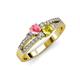 1 - Zaira Pink Tourmaline and Yellow Sapphire with Side Diamonds Split Shank Ring 