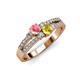 1 - Zaira Pink Tourmaline and Yellow Sapphire with Side Diamonds Split Shank Ring 