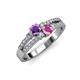 1 - Zaira Amethyst and Pink Sapphire with Side Diamonds Split Shank Ring 