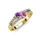 1 - Zaira Amethyst and Pink Sapphire with Side Diamonds Split Shank Ring 
