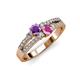 1 - Zaira Amethyst and Pink Sapphire with Side Diamonds Split Shank Ring 