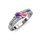 1 - Zaira Amethyst and Pink Tourmaline with Side Diamonds Split Shank Ring 