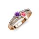 1 - Zaira Amethyst and Pink Tourmaline with Side Diamonds Split Shank Ring 