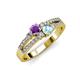 1 - Zaira Amethyst and Aquamarine with Side Diamonds Split Shank Ring 