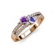 1 - Zaira Amethyst and Tanzanite with Side Diamonds Split Shank Ring 