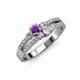 1 - Zaira Amethyst and Diamond with Side Diamonds Split Shank Ring 