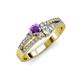 1 - Zaira Amethyst and Diamond with Side Diamonds Split Shank Ring 