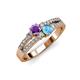 1 - Zaira Amethyst and Blue Topaz with Side Diamonds Split Shank Ring 