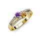 1 - Zaira Amethyst and Citrine with Side Diamonds Split Shank Ring 