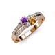 1 - Zaira Amethyst and Citrine with Side Diamonds Split Shank Ring 