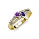 1 - Zaira Amethyst and Iolite with Side Diamonds Split Shank Ring 
