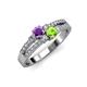 1 - Zaira Amethyst and Peridot with Side Diamonds Split Shank Ring 