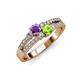 1 - Zaira Amethyst and Peridot with Side Diamonds Split Shank Ring 