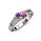 1 - Zaira Amethyst and Rhodolite Garnet with Side Diamonds Split Shank Ring 