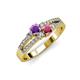 1 - Zaira Amethyst and Rhodolite Garnet with Side Diamonds Split Shank Ring 