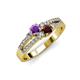1 - Zaira Amethyst and Red Garnet with Side Diamonds Split Shank Ring 