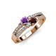 1 - Zaira Amethyst and Red Garnet with Side Diamonds Split Shank Ring 