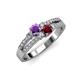 1 - Zaira Amethyst and Ruby with Side Diamonds Split Shank Ring 