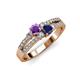 1 - Zaira Amethyst and Blue Sapphire with Side Diamonds Split Shank Ring 