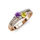 1 - Zaira Amethyst and Yellow Sapphire with Side Diamonds Split Shank Ring 