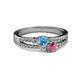 2 - Zaira Blue Topaz and Rhodolite Garnet with Side Diamonds Split Shank Ring 