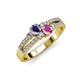 1 - Zaira Iolite and Pink Sapphire with Side Diamonds Split Shank Ring 