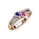 1 - Zaira Iolite and Pink Sapphire with Side Diamonds Split Shank Ring 