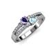 1 - Zaira Iolite and Aquamarine with Side Diamonds Split Shank Ring 