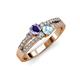 1 - Zaira Iolite and Aquamarine with Side Diamonds Split Shank Ring 