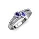 1 - Zaira Iolite and Tanzanite with Side Diamonds Split Shank Ring 