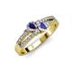 1 - Zaira Iolite and Tanzanite with Side Diamonds Split Shank Ring 