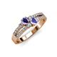 1 - Zaira Iolite and Tanzanite with Side Diamonds Split Shank Ring 