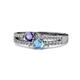 1 - Zaira Iolite and Blue Topaz with Side Diamonds Split Shank Ring 