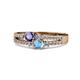 1 - Zaira Iolite and Blue Topaz with Side Diamonds Split Shank Ring 