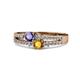 1 - Zaira Iolite and Citrine with Side Diamonds Split Shank Ring 