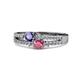 1 - Zaira Iolite and Rhodolite Garnet with Side Diamonds Split Shank Ring 