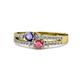 1 - Zaira Iolite and Rhodolite Garnet with Side Diamonds Split Shank Ring 