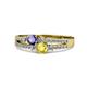 1 - Zaira Iolite and Yellow Sapphire with Side Diamonds Split Shank Ring 