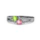 1 - Zaira Peridot and Pink Tourmaline with Side Diamonds Split Shank Ring 