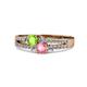1 - Zaira Peridot and Pink Tourmaline with Side Diamonds Split Shank Ring 