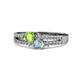 1 - Zaira Peridot and Aquamarine with Side Diamonds Split Shank Ring 