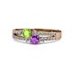 1 - Zaira Peridot and Amethyst with Side Diamonds Split Shank Ring 