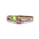1 - Zaira Peridot and Rhodolite Garnet with Side Diamonds Split Shank Ring 