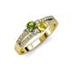 1 - Zaira Peridot and Yellow Sapphire with Side Diamonds Split Shank Ring 