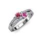 1 - Zaira Rhodolite Garnet and Pink Sapphire with Side Diamonds Split Shank Ring 