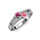 1 - Zaira Rhodolite Garnet and Pink Tourmaline with Side Diamonds Split Shank Ring 