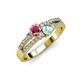 1 - Zaira Rhodolite Garnet and Aquamarine with Side Diamonds Split Shank Ring 