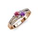 1 - Zaira Rhodolite Garnet and Amethyst with Side Diamonds Split Shank Ring 