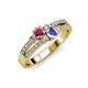 1 - Zaira Rhodolite Garnet and Tanzanite with Side Diamonds Split Shank Ring 