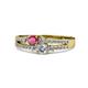 1 - Zaira Rhodolite Garnet and Diamond with Side Diamonds Split Shank Ring 
